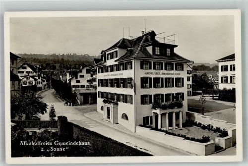 8810 Horgen Foto AK Gasthaus Alkoholhlfreies Gemeindehaus zur Sonne Ort handschriftlich