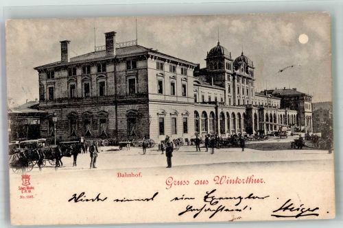 Winterthur Bahnhof Bahnhof Schweiz 1898 Mondschein