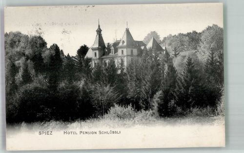 3700 Spiez 1910 Foto AK Hotel Pension Schlössli