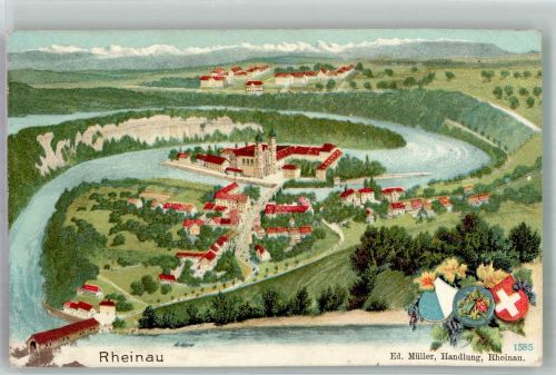 8462 Rheinau 1912 Foto AK Kloster-Rheinau Rheinschleife