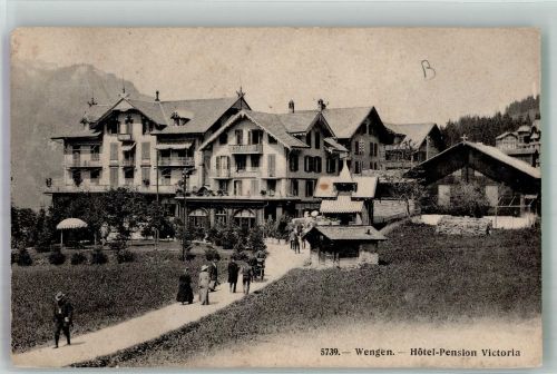 3823 Wengen Foto AK Hotel Pension Victoria