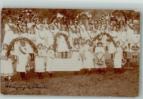 4924 Obersteckholz 1917 Foto AK Gruppenfoto Mädchen im Festschmuck