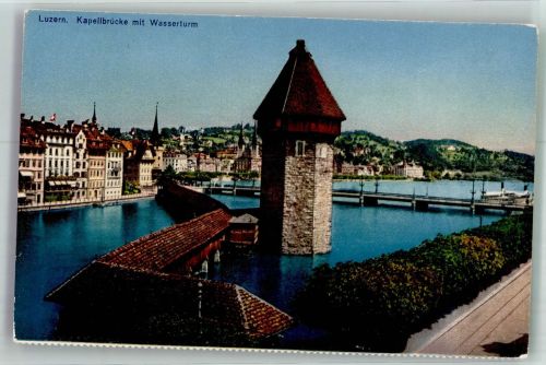 6000 Luzern Lucerne Foto AK Kapellbrücke Wasserturm