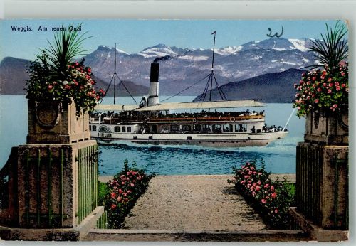Weggis Raddampfer Schiller auf dem Vierwaldstättersee Binnenschiff