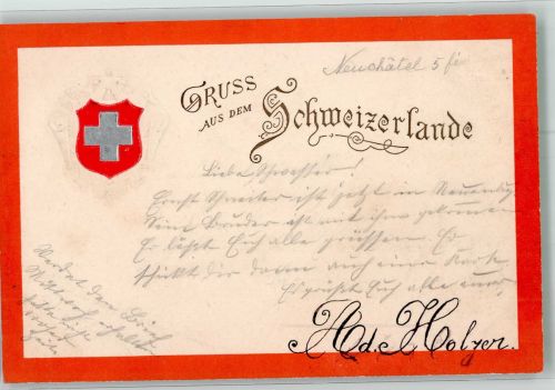 Gruss aus dem Schweizerlande mit Wappen Motiv Schweiz 1900 Prägedruck