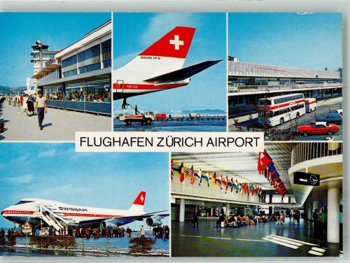 8302 Kloten 1990 Foto AK Eine Boeing 747 B der Swissair Omnibus Sonderstempel