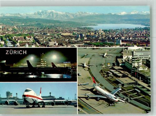 8302 Kloten 1986 Sonderstempel Panorama der Stadt Jets der Swissair Fotograf Baumann