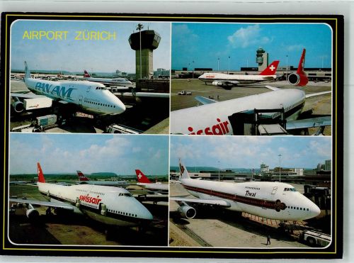 8302 Kloten 1988 Foto AK Jets der Swissair Thai und Pan Am Photoglob 13863 Sonderstempel