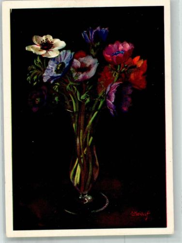 sign. Kreidolf Vase mit Anemonen Schweizerische Vereinigung der Anormale Pro Infirmis Schweiz Künstlerkarte