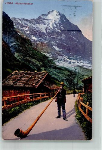 Ein schweizer Alphornbläser Edition Photoglob 3874 Alphorn 1923