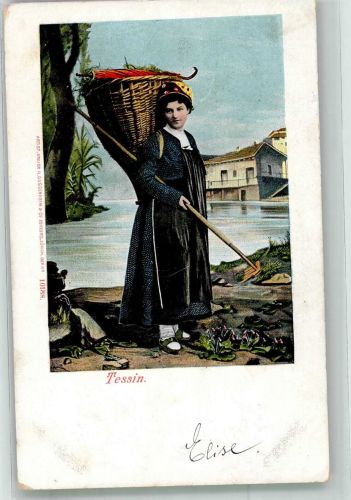 Junge Frau in Tracht aus dem Tessin Verlag Guggenheim & Co. 10188 Tracht Schweiz 1902