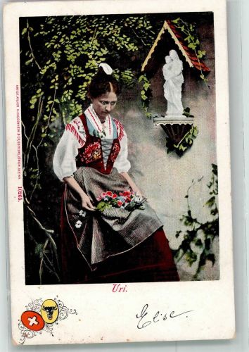Junge Frau in Tracht aus dem Uri Verlag Guggenheim & Co. 10265 Tracht Schweiz 1902