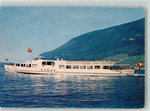 Biel/Bienne Motorschiff MS Stadt Biel auf dem Bielersee Bordstempel Binnenschiff Foto AK