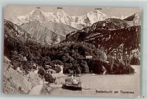 3655 Sigriswil Foto AK Dampfschiff Beatenbucht Thunersee Eiger Mönch Jungfrau