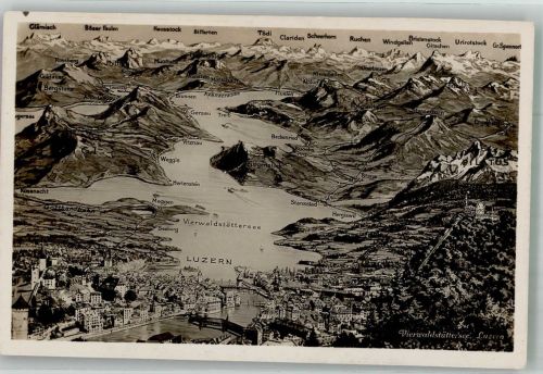 6000 Luzern Lucerne Foto AK Vogelschau Vierwaldstätter See