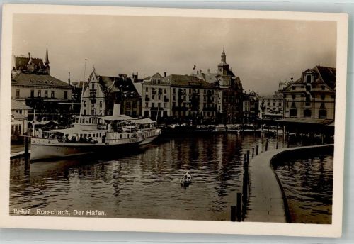 Rorschach Hafen Dampfschiff Binnenschiff Foto AK
