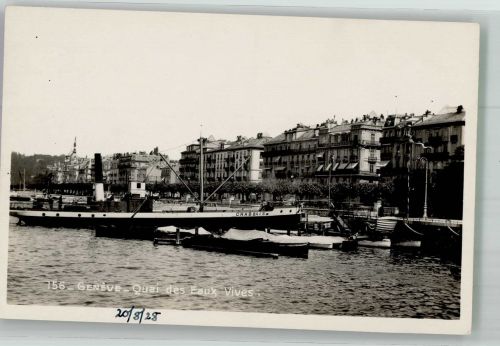 1200 Genève Genf 1928 Foto AK Quai des Eaux Vives Lastkahn Chabeais