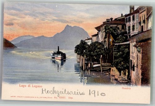 6978 Gandria 1910 Foto AK Lago di Lugano Dampfschiff
