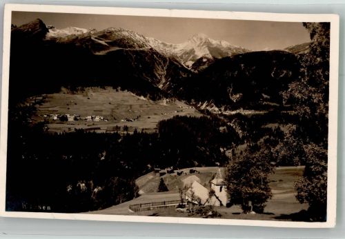 7494 Wiesen GR 1933 Foto AK Bahnpost Zug 82 Rhät. Bahn Kirche
