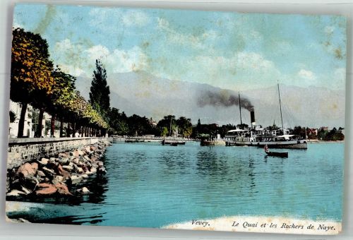 1800 Vevey 1912 Foto AK Dampfschiff Hafen