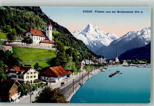 6454 Flüelen Foto AK Kirche Birkenstock