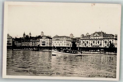 6000 Luzern Lucerne Foto AK Hotel Schweizerhof und Schwanen Seeseite