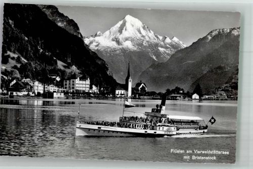 Flüelen Dampfschiff Schwyz Vierwaldstättersee Binnenschiff Foto AK