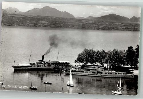 Ouchy Hafen Dampfschiffe Binnenschiff Foto AK