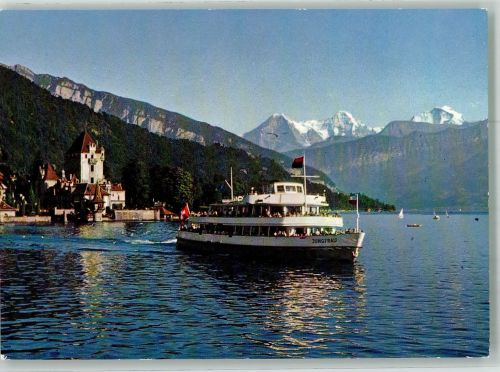 Oberhofen am Thunersee MS Jungfrau Binnenschiff Foto AK