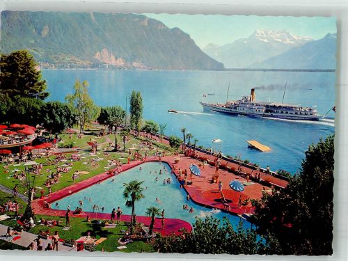 1820 Montreux - Schwimmbad du Casino Dampfschiff