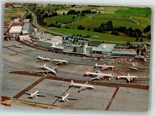 8000 Zürich Foto AK Fliegeraufnahme Flughof Kloten