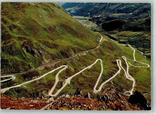 7188 Sedrun Foto AK Oberalppass Strassenkehre unterhalb Hospiz