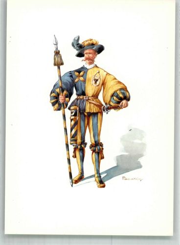 6460 Altdorf UR Lithographie / Künstlerkarte Ausstellung PTT Museum Standesläufer von Uri 16.Jh.