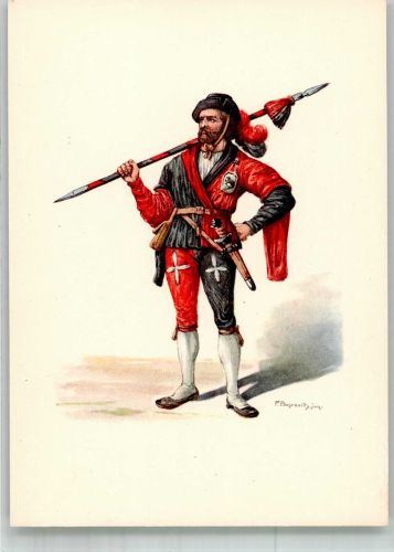 3000 Bern Berne Lithographie / Künstlerkarte Ausstellung PTT Museum Standesläufer von Bern 16.Jh.