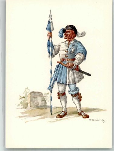 6000 Luzern Lucerne Lithographie / Künstlerkarte Ausstellung PTT Museum Standesläufer von Luzern 16.Jh.