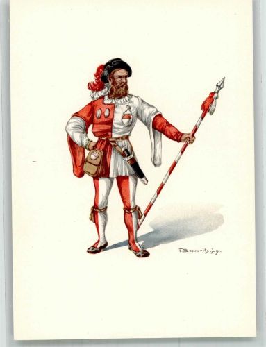 4500 Solothurn Soleure Lithographie / Künstlerkarte Ausstellung PTT Museum Standesläufer von Solothurn 16.Jh.