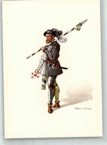 9050 Appenzell Lithographie / Künstlerkarte Ausstellung PTT Museum Standesläufer von Appenzell 16.Jh