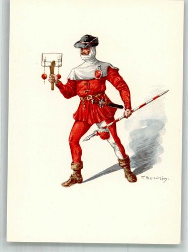 6430 Schwyz Lithographie / Künstlerkarte Ausstellung PTT Museum Standesläufer von Schwyz 15.Jh