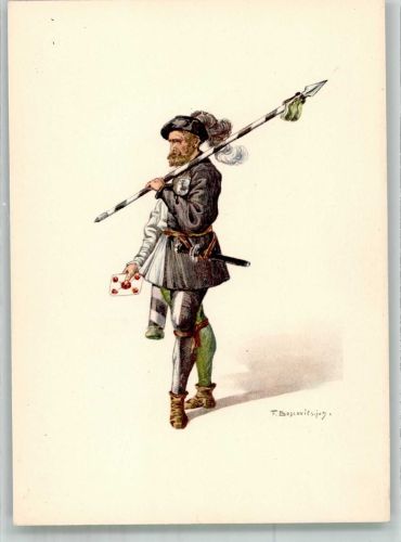 9050 Appenzell Lithographie / Künstlerkarte Ausstellung PTT Museum Standesläufer von Appenzell 16.Jh