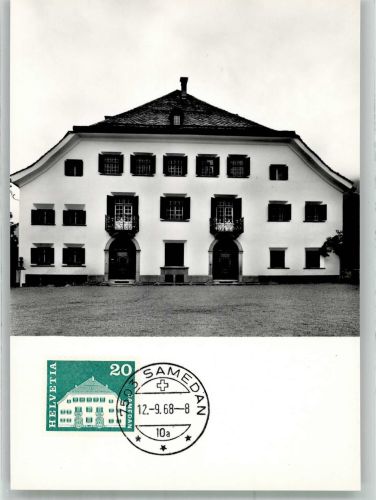 7503 Samedan Samaden Foto AK Planta Haus Marke bidlseitig