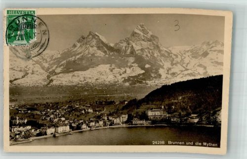 6440 Brunnen 1914 Foto AK Mythen Marke bidlseitig