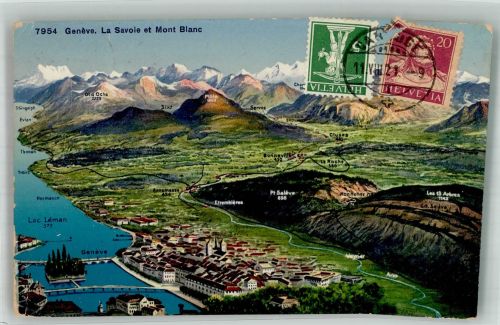 1200 Genève Genf 1921 Foto AK Marke bildseitig