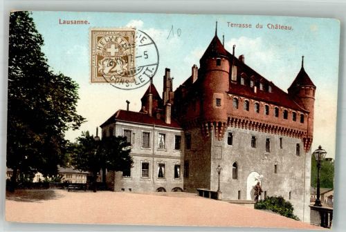 1000 Lausanne Losanna 1907 Foto AK Schloss Marke bildseitig