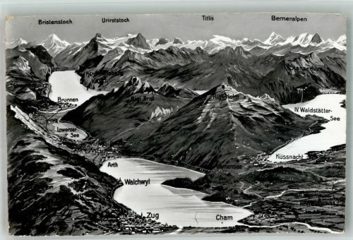 6300 Zug Zugo 1957 Foto AK Vogelschau Brunnen Zug Küssnacht Berneralpen