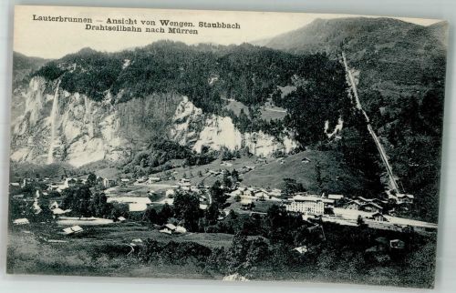 3822 Lauterbrunnen Foto AK Seilbahn nach Mürren