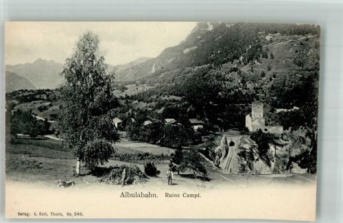 7411 Sils im Domleschg Foto AK Burg Ruine Campi Albulabahn