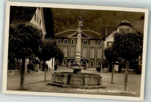 6460 Altdorf UR Foto AK Denkmal Brunnen Tellspielhaus Lehnplatz