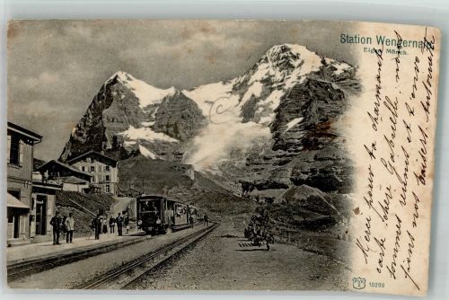 Wengernalp 1902 Foto AK Bahnhof Eisenbahn Eiger Mönch
