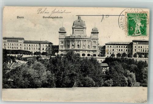 3000 Bern Berne 1911 Foto AK Bundesgebäude Marke bildseitig