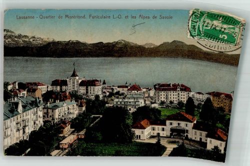 1000 Lausanne Losanna 1911 Foto AK Eisenbahn Qaurtier de Montriond Marke bildseitig